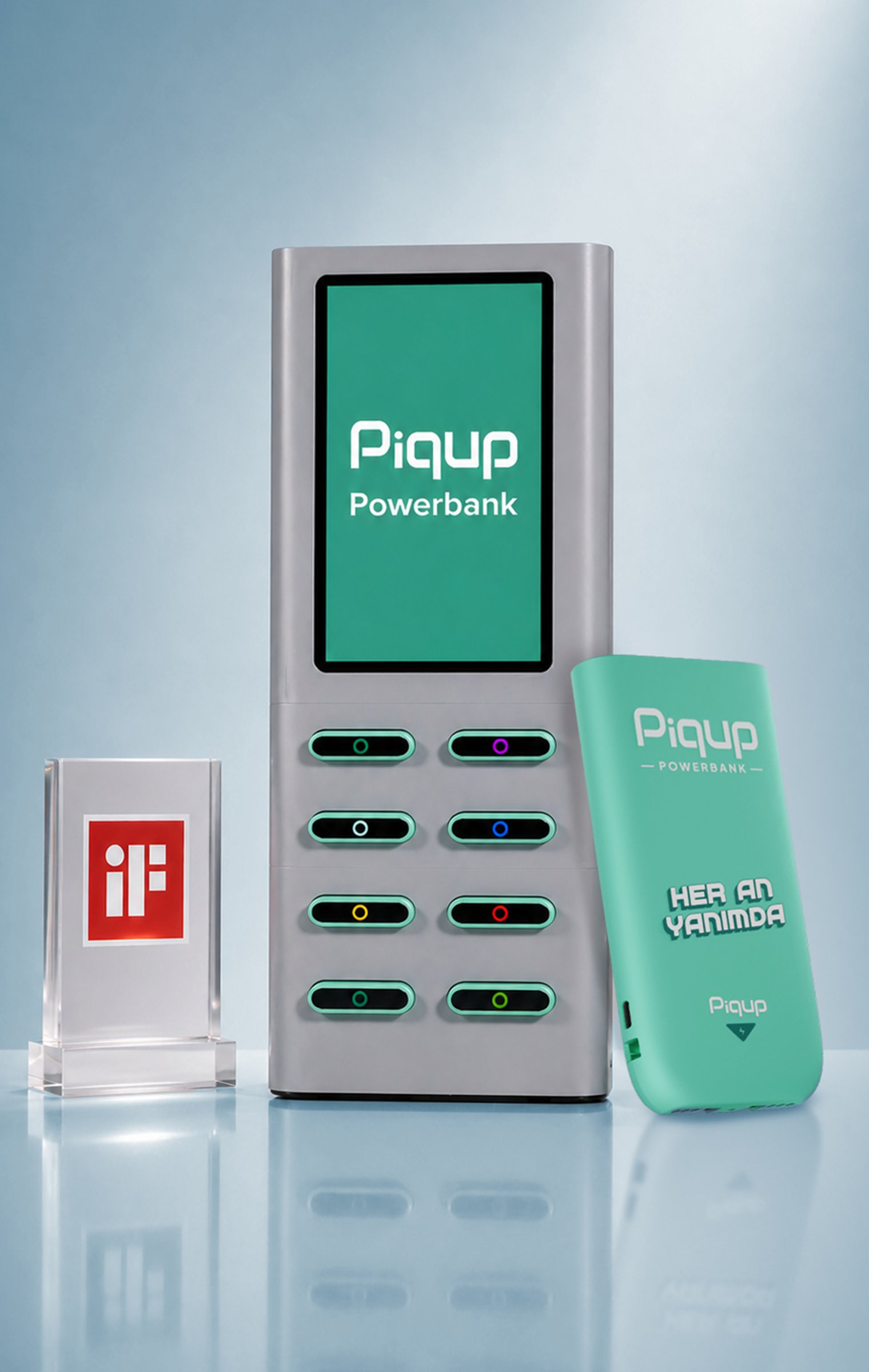 Kiralanabilir Powerbank - Ödüllü Tasarım - iF Design Award ile tescillenen Piqup, teknolojiyi estetikle buluşturarak tarzınızı ve mekanınızı tamamlar. | Piqup